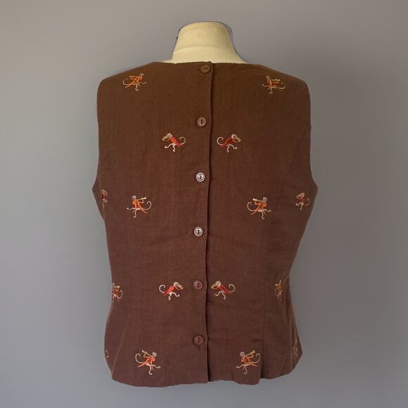 VTG Plaza South Petite Women's Size 16P Dressy Dancing Monkeys Fully Lined Crop - Picture 2 of 12